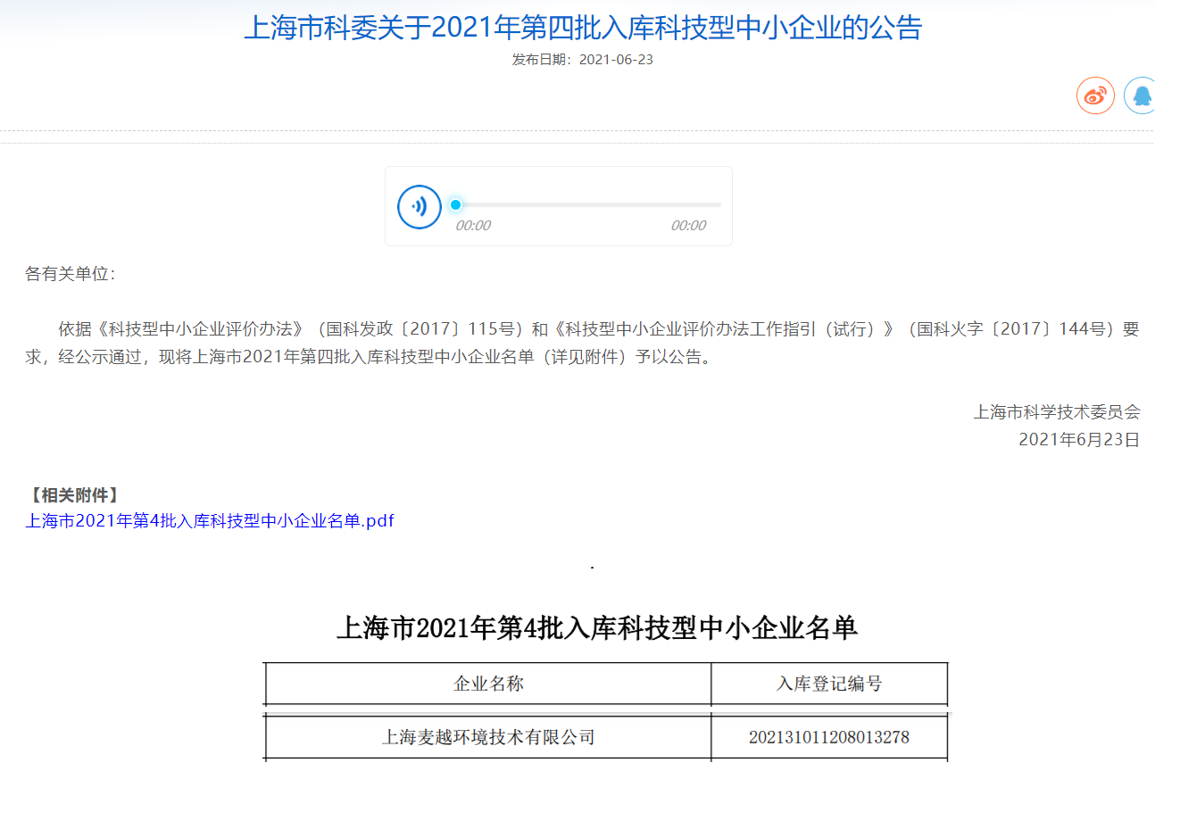 喜讯|麦越环境荣膺科技型中小企业认定，赋能上海企业发展新篇章